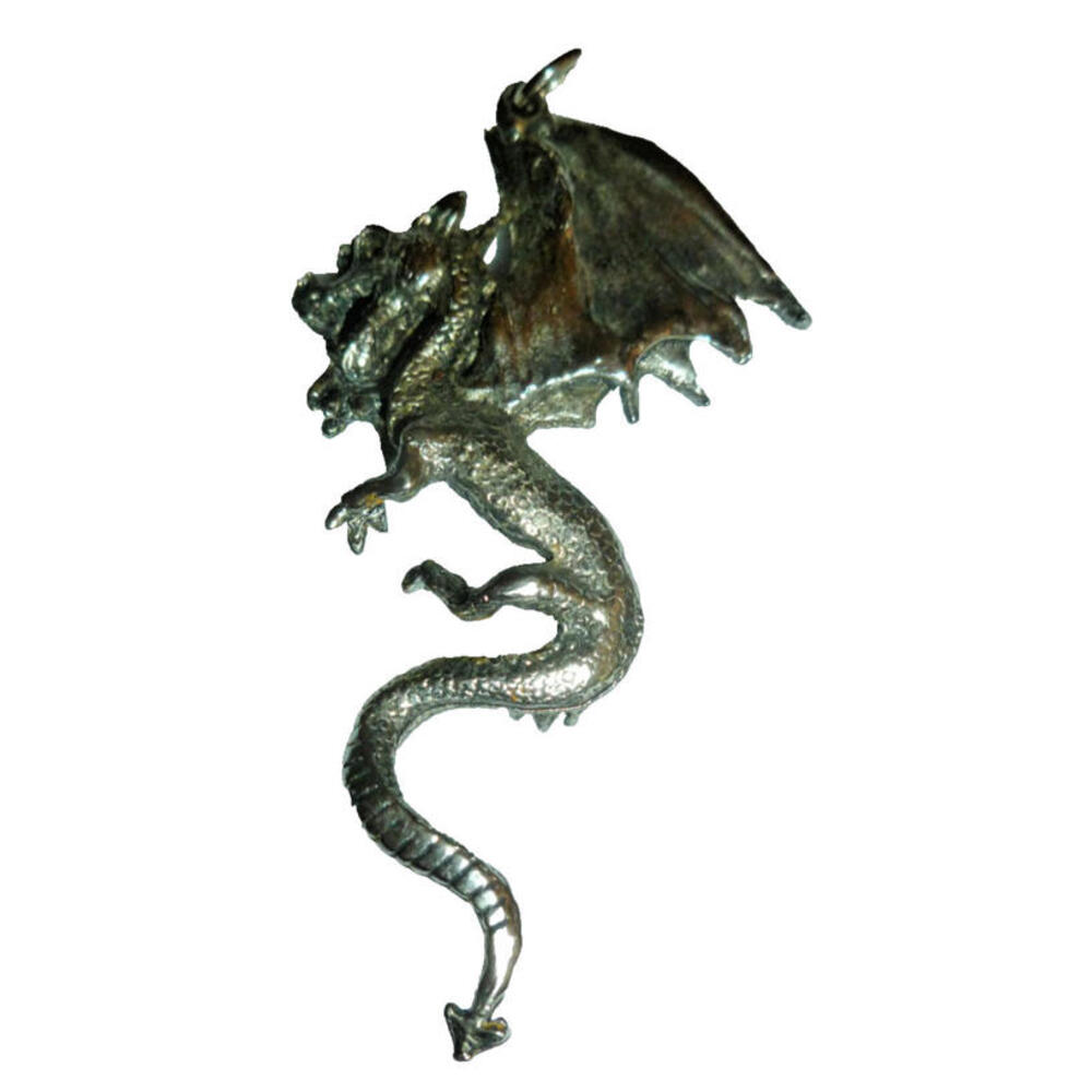 Vintage Dragon Beast Mystical Dimensional Cast Pewter Pendant